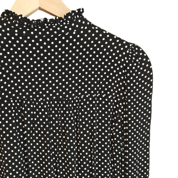 Zara Woman Polka Dot Hidden Button Front Black White Women's Size Medium - Picture 8 of 9